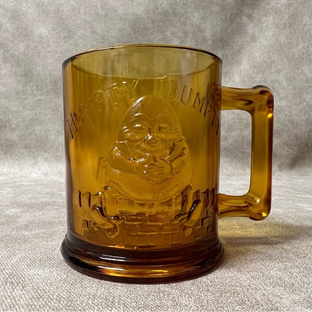 Vintage Humpty Dumpty / Tom Tom The Pipers Son - Amber Glass Mug